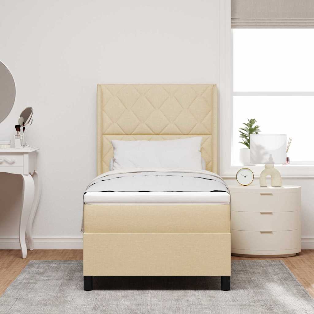 Box spring seng med madras Creme 200 x 100 cm Stof