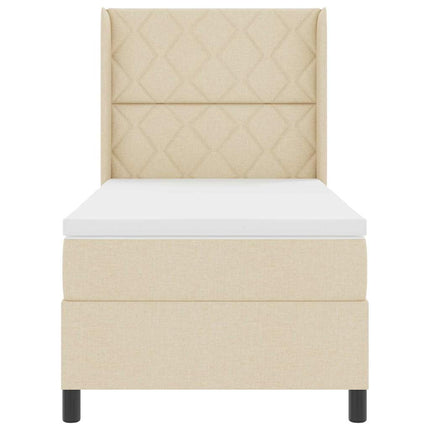 Box spring seng med pude med hovedgærde Creme 200 x 100 cm Stof