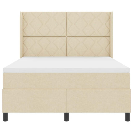 Box spring seng med pude med hovedgærde Creme 200 x 140 cm Stof