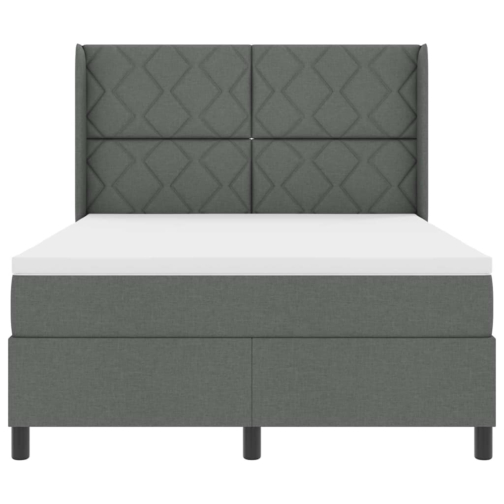 Box spring seng med madras Mørkegrå 160 x 200 cm Stof