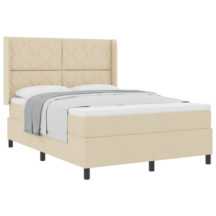 Box spring seng med pude med hovedgærde Creme 200 x 160 cm Stof