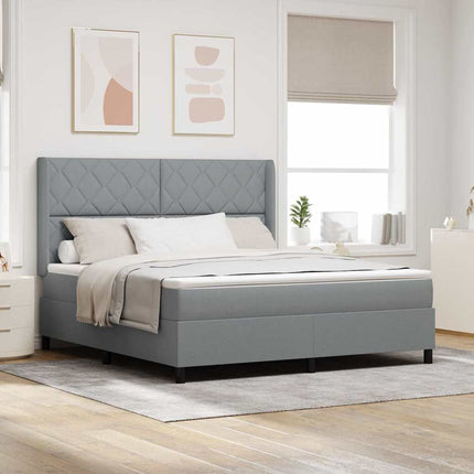 Box spring seng med pude Lysegrå 200 x 180 cm Stof