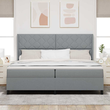 Box spring seng med pude Lysegrå 200 x 200 cm Stof