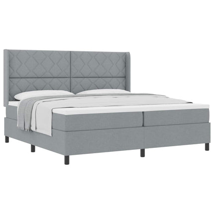 Box spring seng med pude Lysegrå 200 x 200 cm Stof