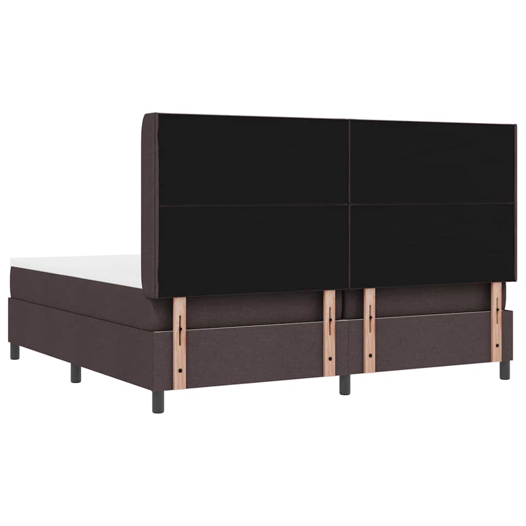 Box spring seng med madras Mørk Brun 200 x 200 cm Stof