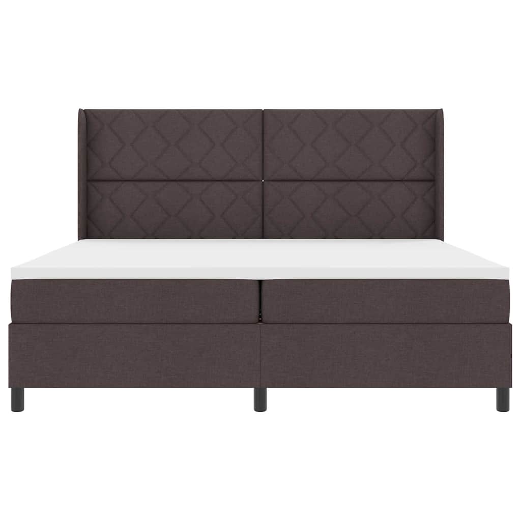 Box spring seng med madras Mørk Brun 200 x 200 cm Stof