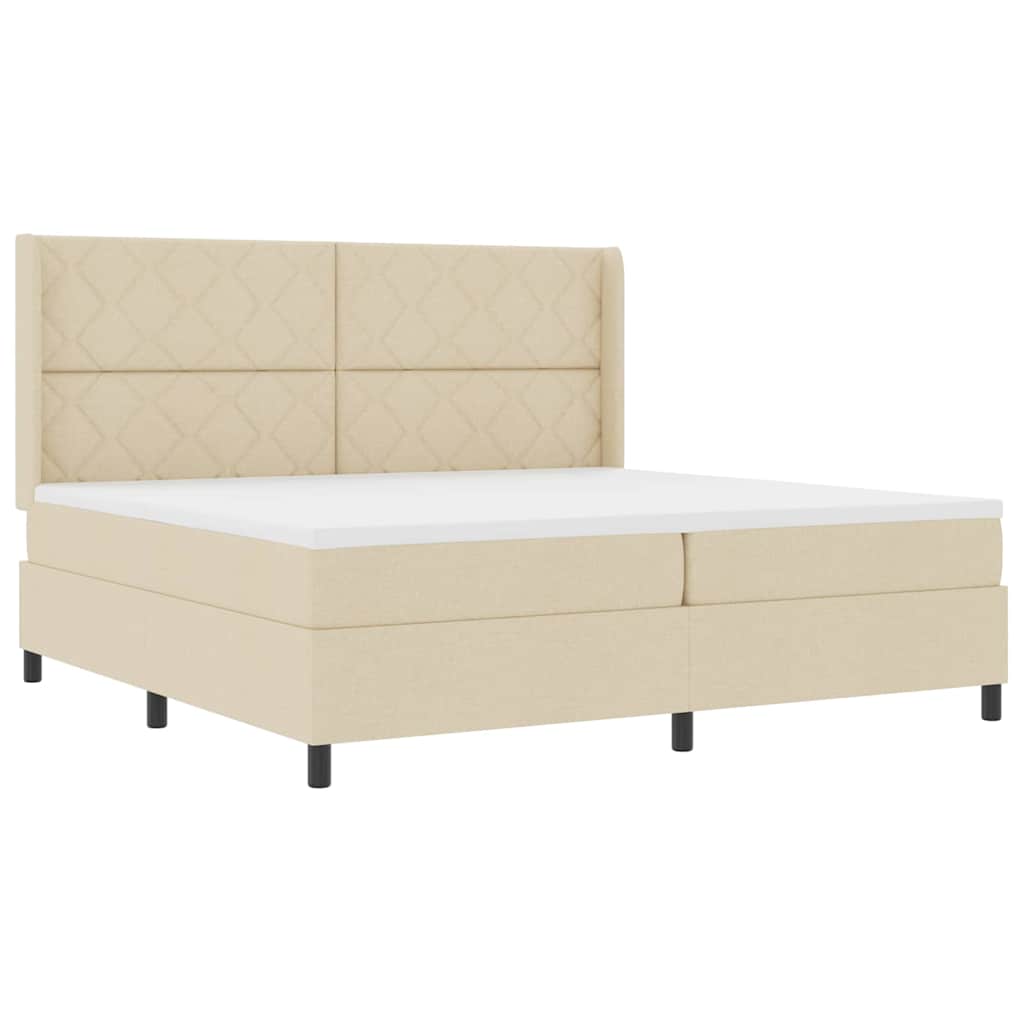 Box spring seng med madras Creme 200 x 200 cm Stof