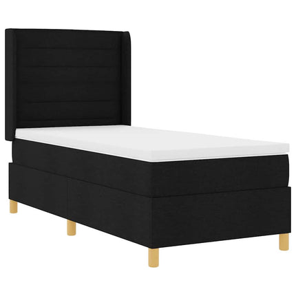 Box spring seng med madras med hovedgærde Sort 80 x 200 cm Stof