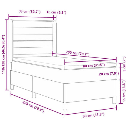 Box spring seng med madras med hovedgærde Sort 80 x 200 cm Stof