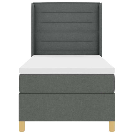Box spring seng med madras Mørkegrå 90 x 190 cm Stof