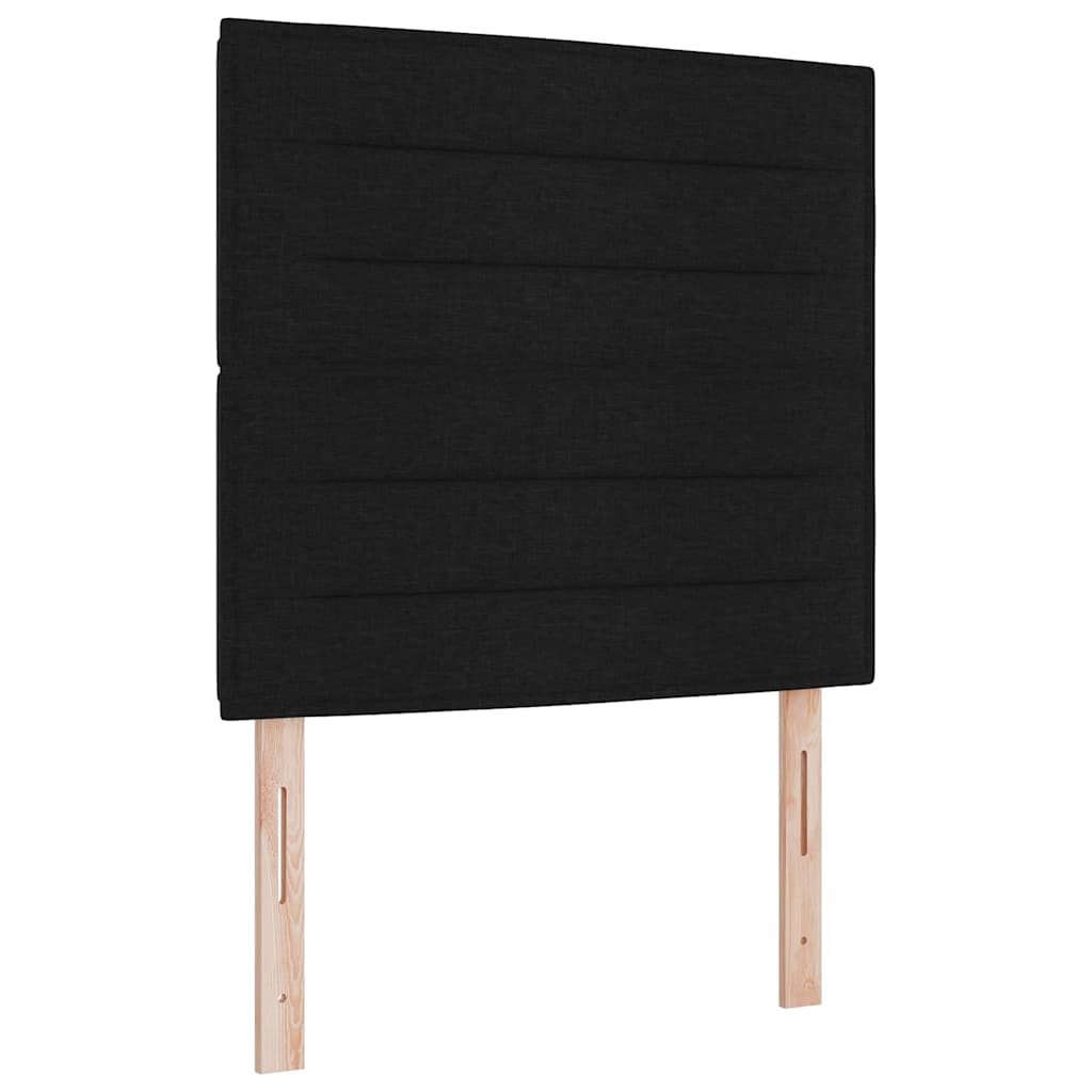 Box spring seng med madras med hovedgærde Sort 90 x 190 cm Stof