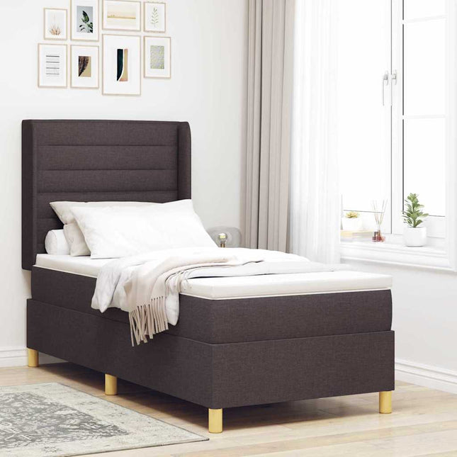 Box spring seng med madras Mørk Brun 90 x 190 cm Stof