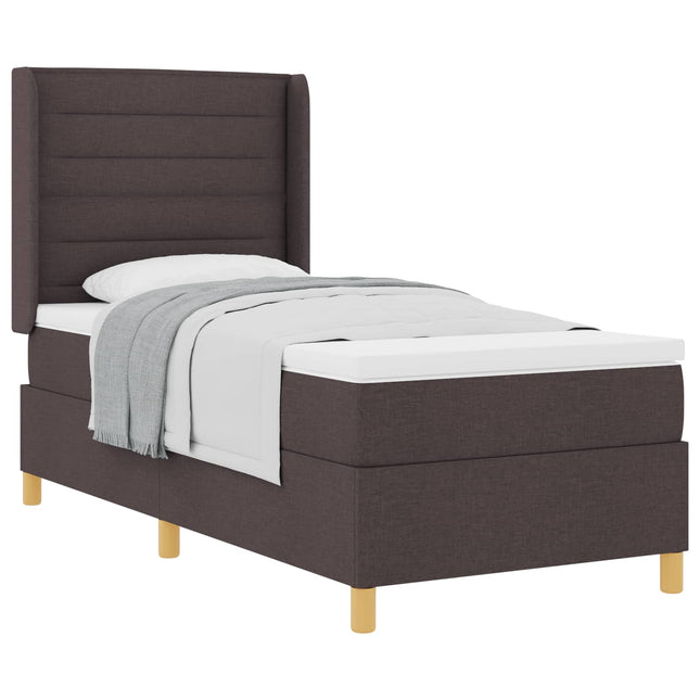 Box spring seng med madras Mørk Brun 90 x 190 cm Stof