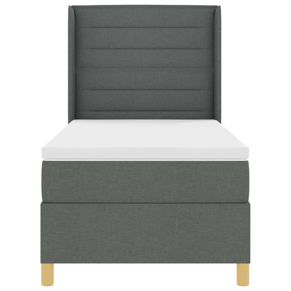Box spring seng med madras Mørkegrå 90 x 200 cm Stof