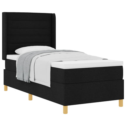 Box spring seng med madras med hovedgærde Sort 90 x 200 cm Stof