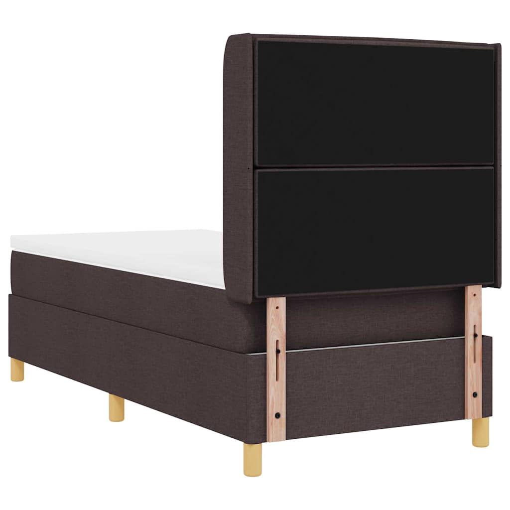 Box spring seng med madras Mørk Brun 90 x 200 cm Stof