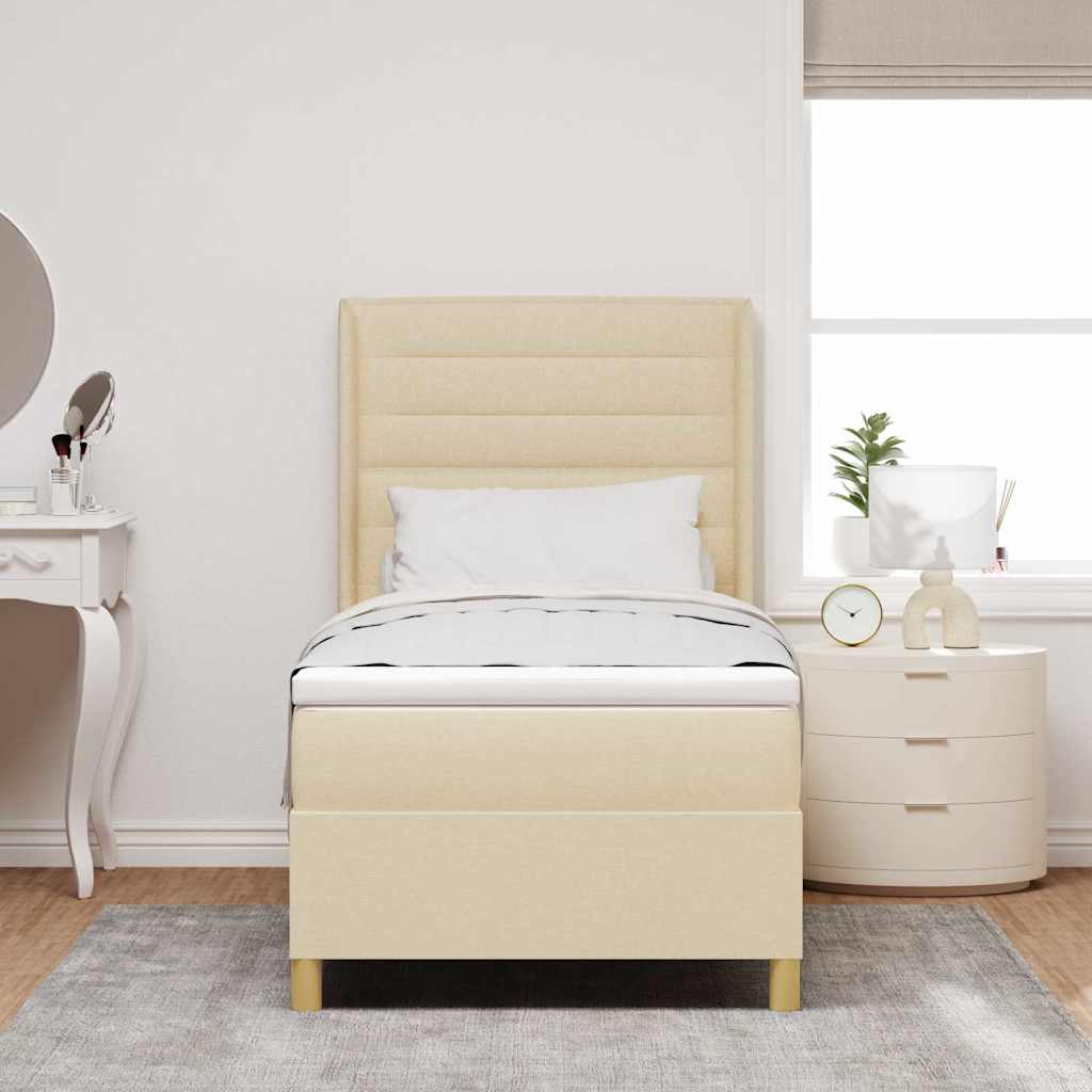 Box spring seng med madras Creme 90 x 200 cm Stof
