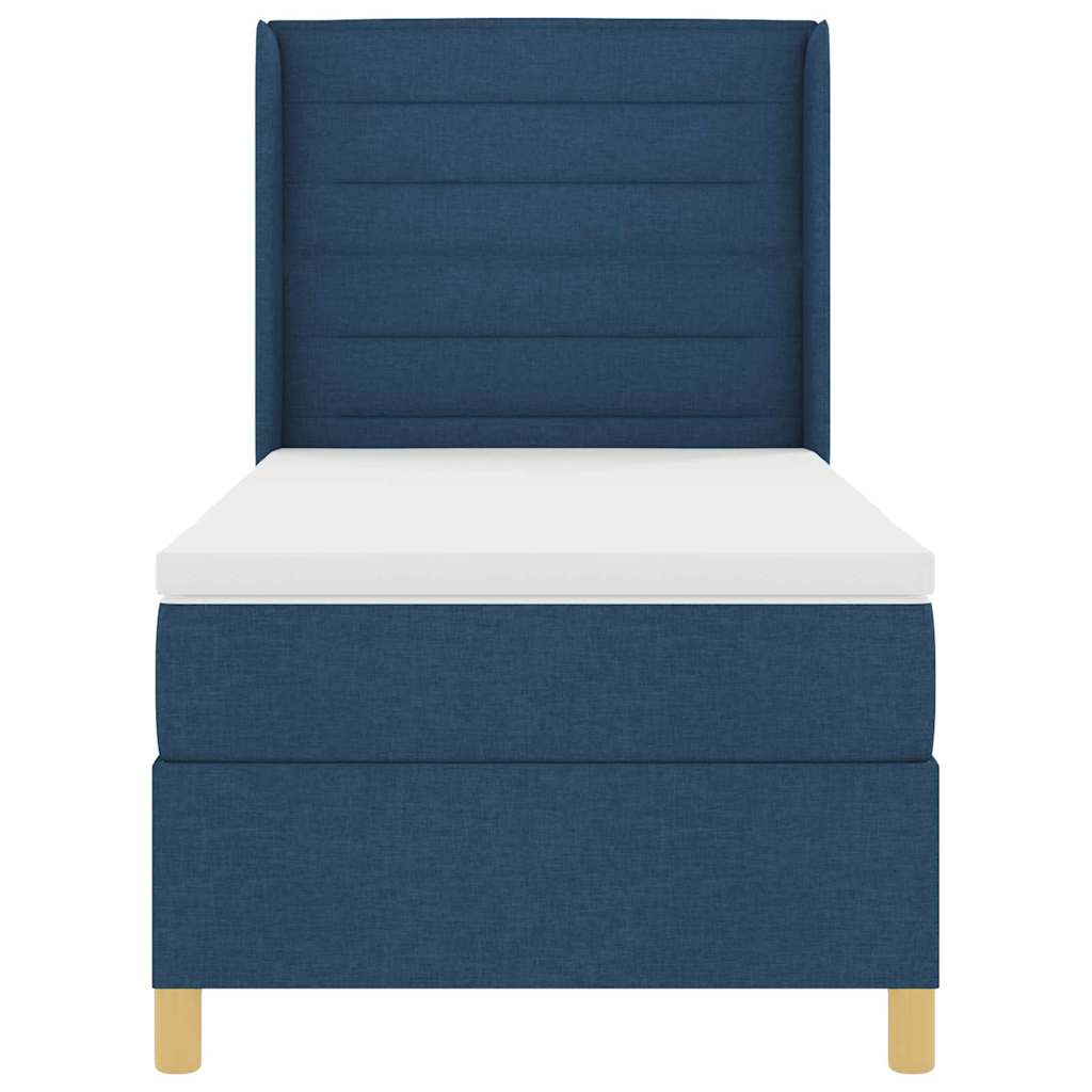 Box spring seng med madras med hovedgærde Blå 100 x 200 cm Stof