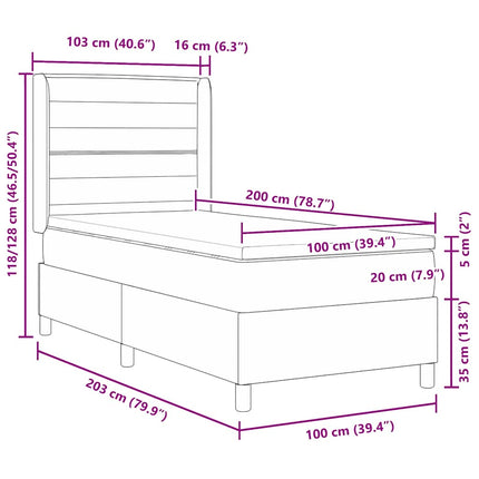Box spring seng med madras med hovedgærde Blå 100 x 200 cm Stof