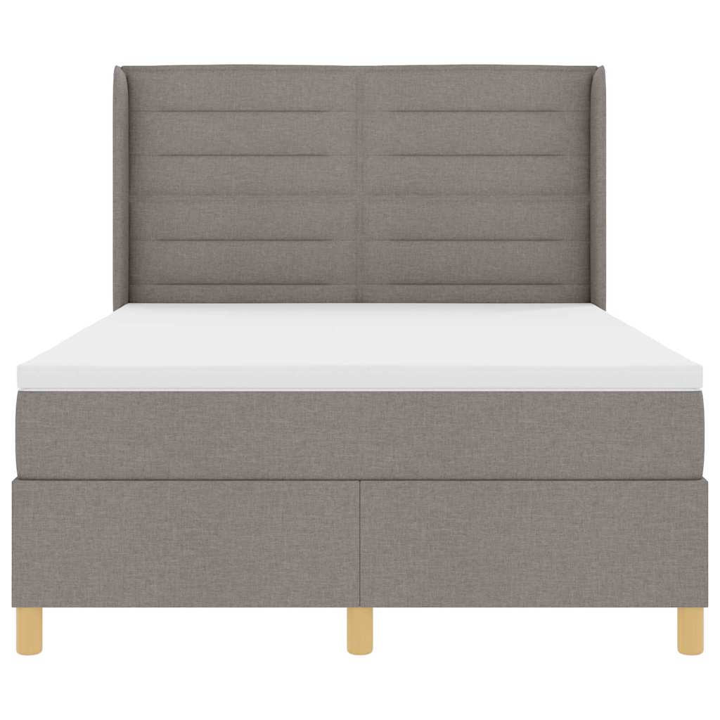 Box spring seng med madras Gråbrun 140 x 200 cm Stof