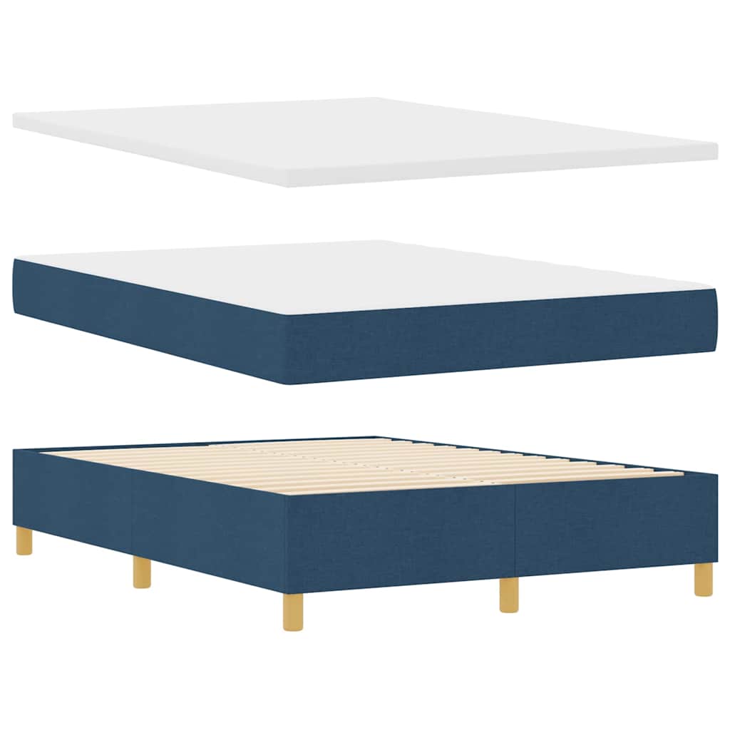 Box spring seng med madras med hovedgærde Blå 140 x 200 cm Stof