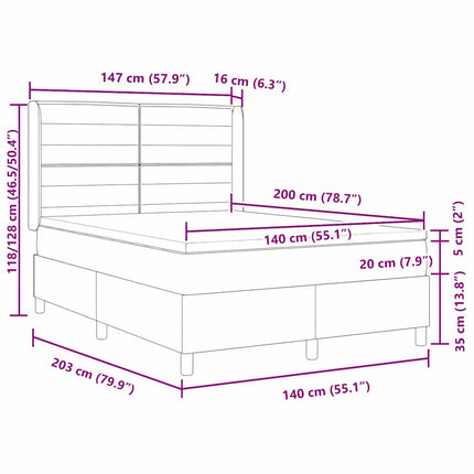 Box spring seng med madras med hovedgærde Blå 140 x 200 cm Stof