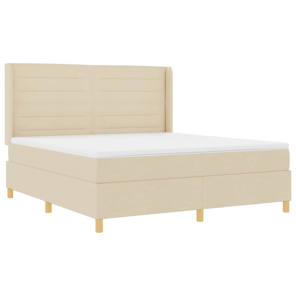 Box spring seng med madras Creme 180 x 200 cm Stof