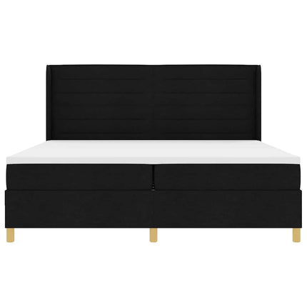 Box spring seng med madras Sort 200 x 200 cm Stof