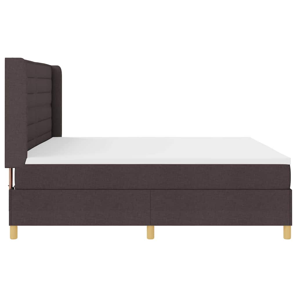 Box spring seng med madras Mørk Brun 200 x 200 cm Stof