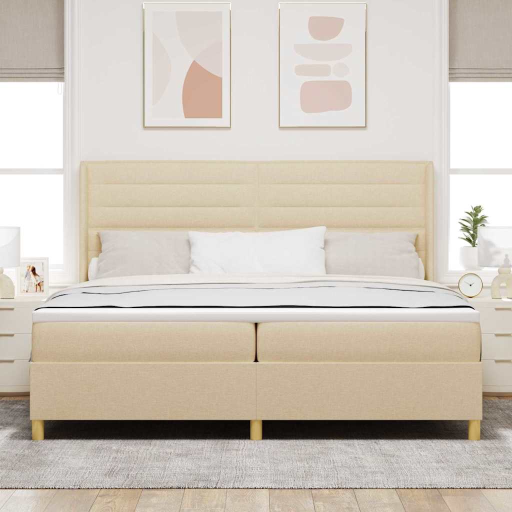 Box spring seng med madras Creme 200 x 200 cm Stof