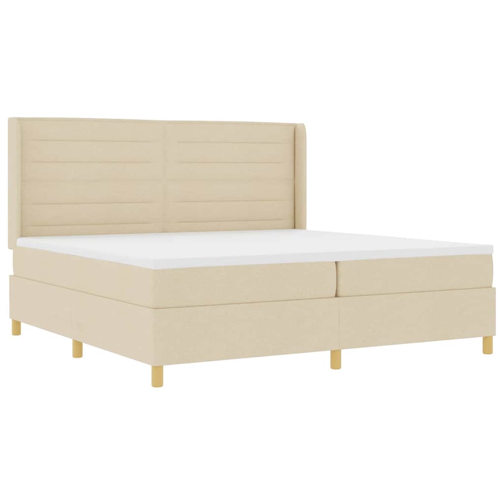 Box spring seng med madras Creme 200 x 200 cm Stof