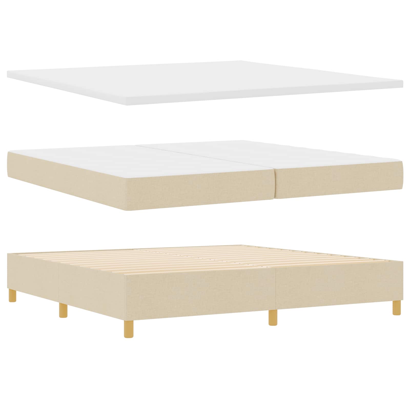 Box spring seng med madras Creme 200 x 200 cm Stof