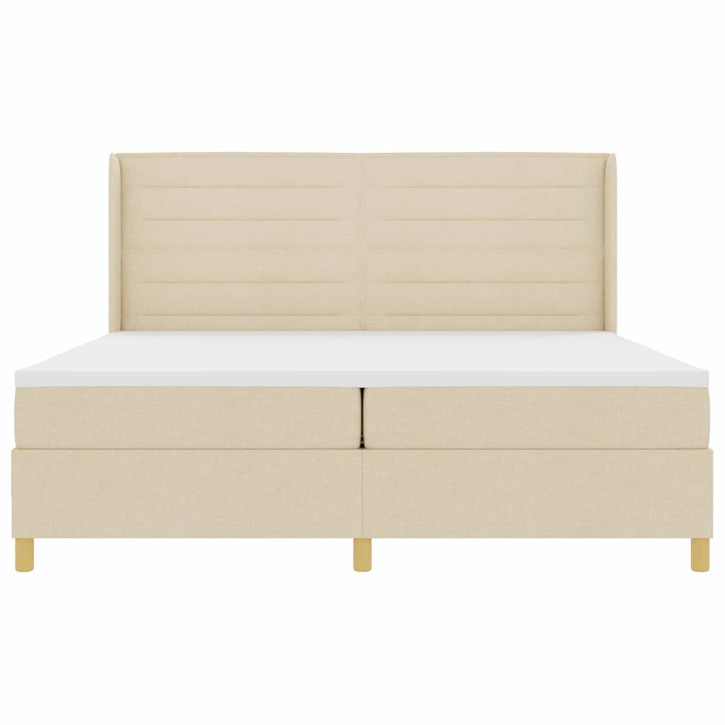Box spring seng med madras Creme 200 x 200 cm Stof