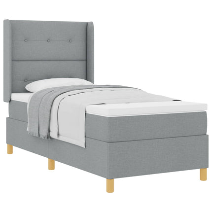 Box spring seng med hovedgærde Lysegrå 80 x 200 cm Stof