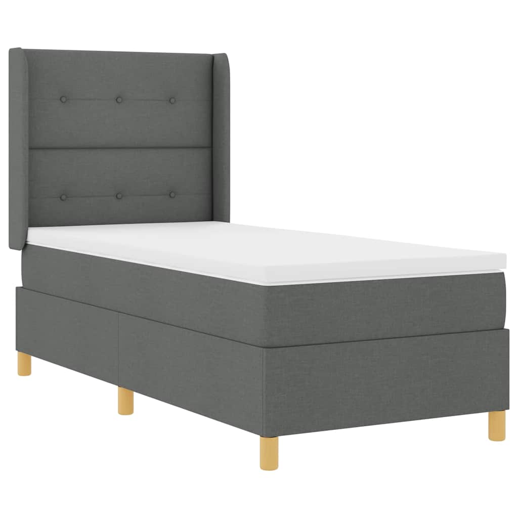 Box spring seng med madras Mørkegrå 80 x 200 cm Stof