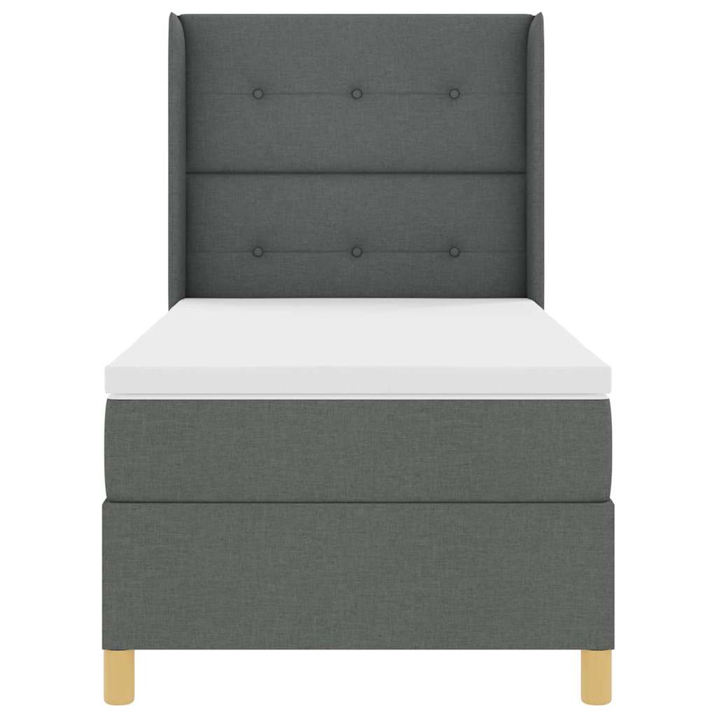 Box spring seng med madras Mørkegrå 80 x 200 cm Stof