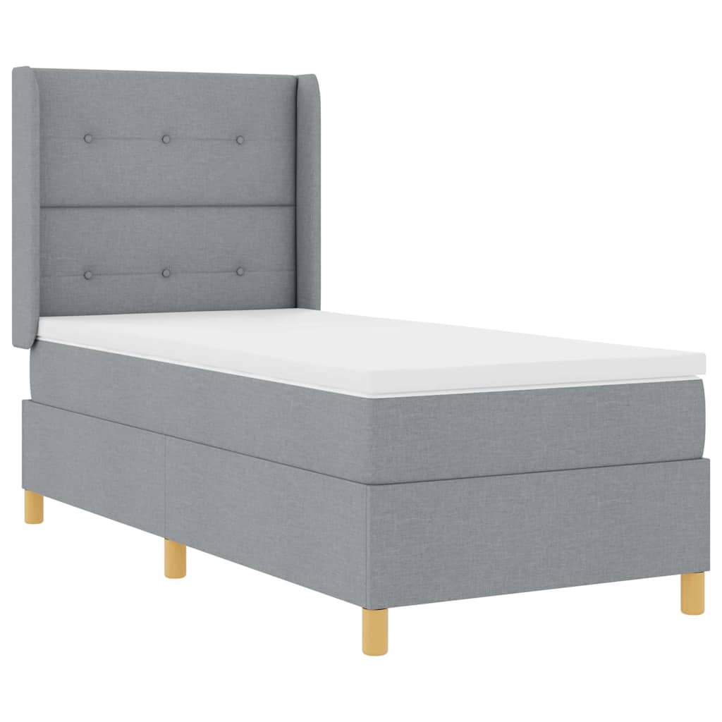 Box spring seng med madras Lysegrå 90 x 190 cm Stof