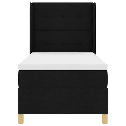 Box spring seng med hovedgærde Sort 90 x 190 cm Stof