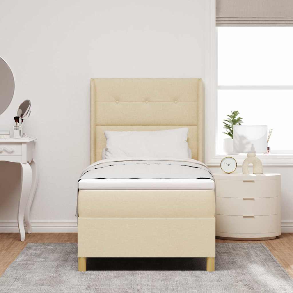 Box spring seng med madras Creme 90 x 190 cm Stof