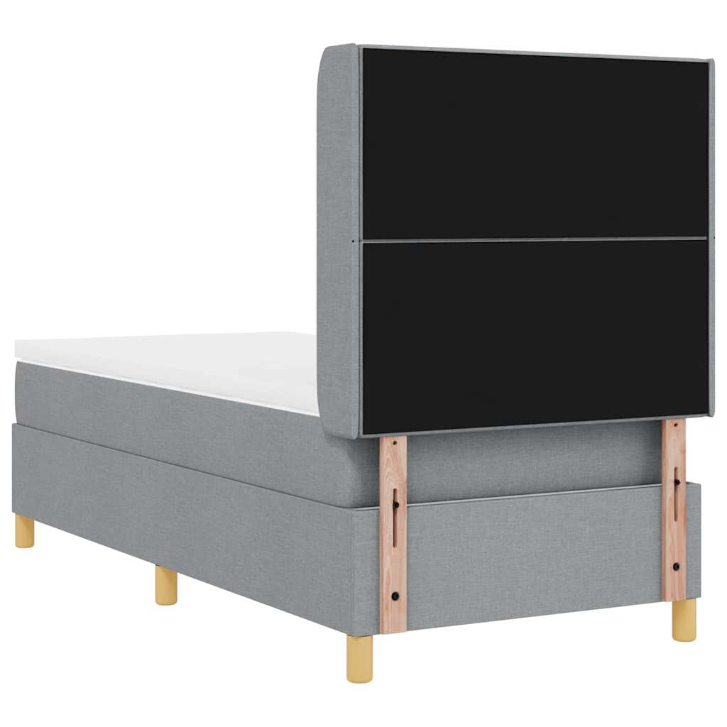Box spring seng med madras Lysegrå 90 x 200 cm Stof