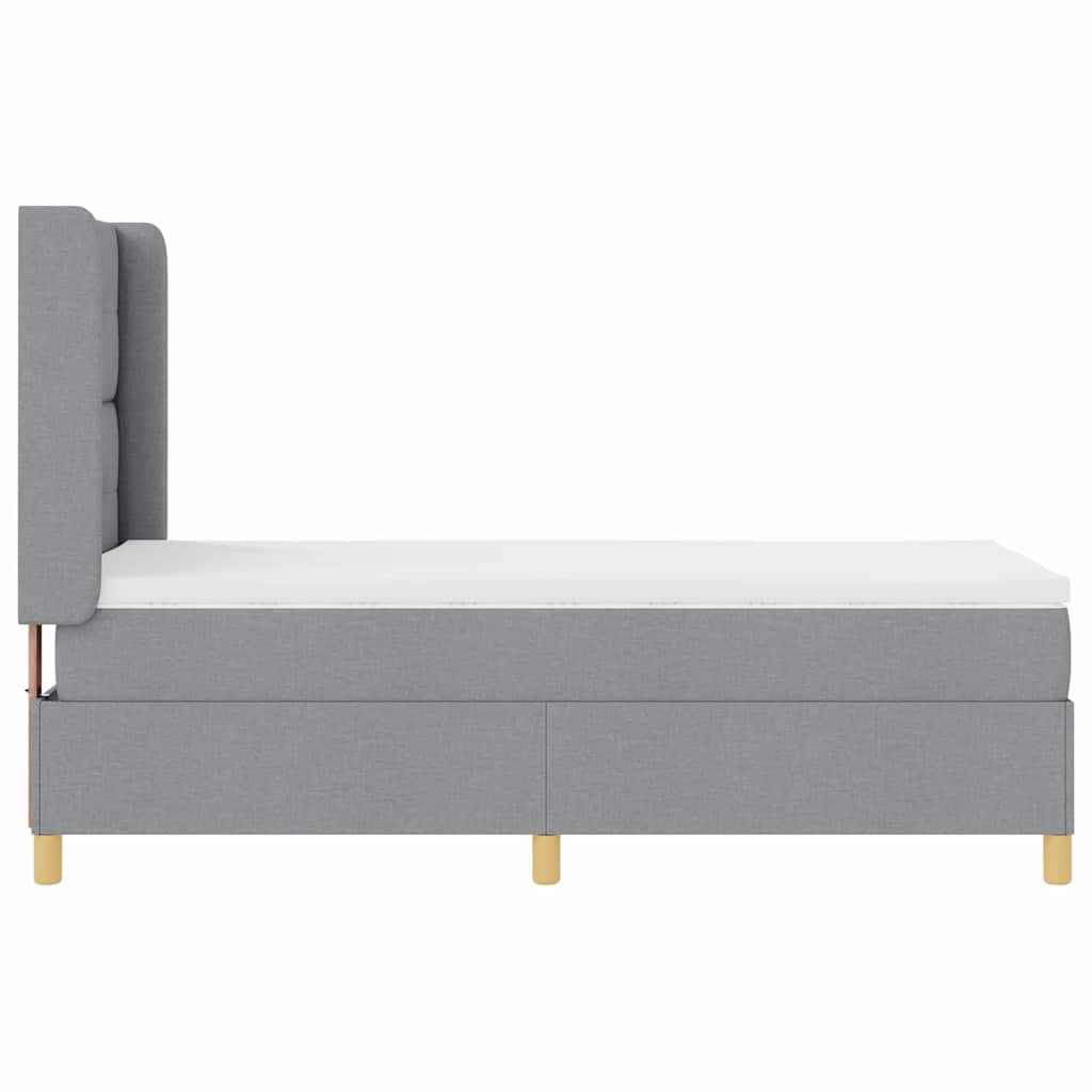 Box spring seng med madras Lysegrå 90 x 200 cm Stof