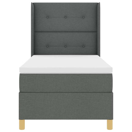 Box spring seng med hovedgærde Mørkegrå 90 x 200 cm Stof