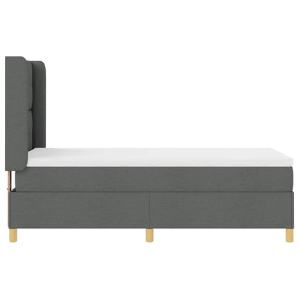 Box spring seng med hovedgærde Mørkegrå 90 x 200 cm Stof