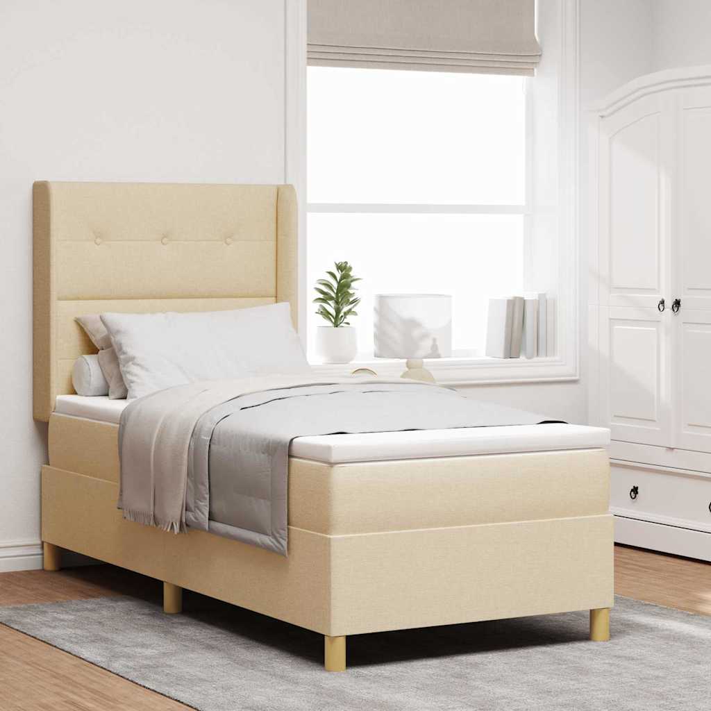 Box spring seng med madras Creme 90 x 200 cm Stof