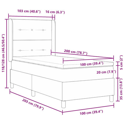 Box spring seng med hovedgærde Mørk Brun 100 x 200 cm Stof