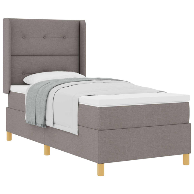 Box spring seng med hovedgærde Gråbrun 100 x 200 cm Stof