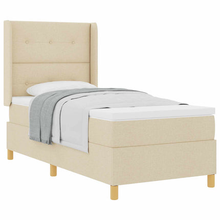 Box spring seng med hovedgærde Creme 100 x 200 cm Stof