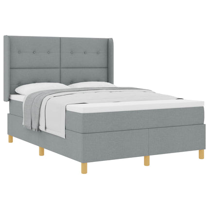 Box spring seng med hovedgærde Lysegrå 140 x 190 cm Stof