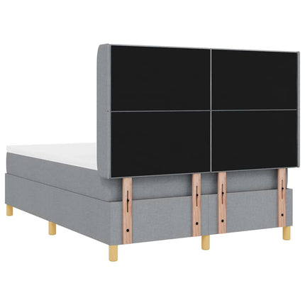 Box spring seng med hovedgærde Lysegrå 140 x 190 cm Stof