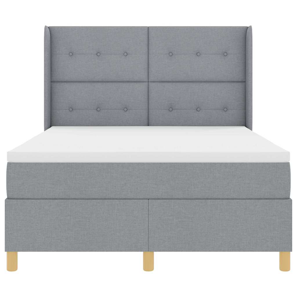 Box spring seng med madras Lysegrå 140 x 190 cm Stof